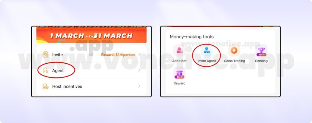 Vone Live invite agent tutorial
